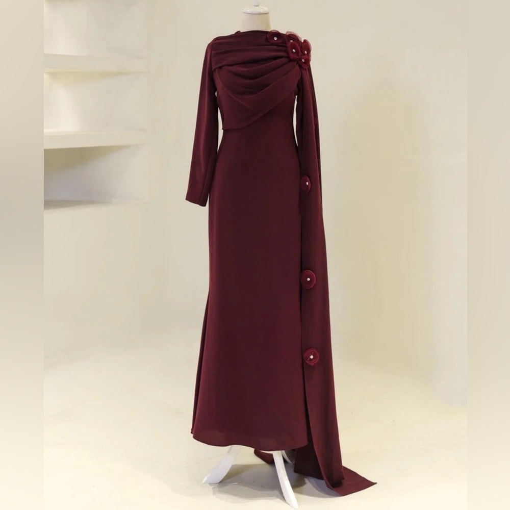Elegant Burgundy Evening Gown